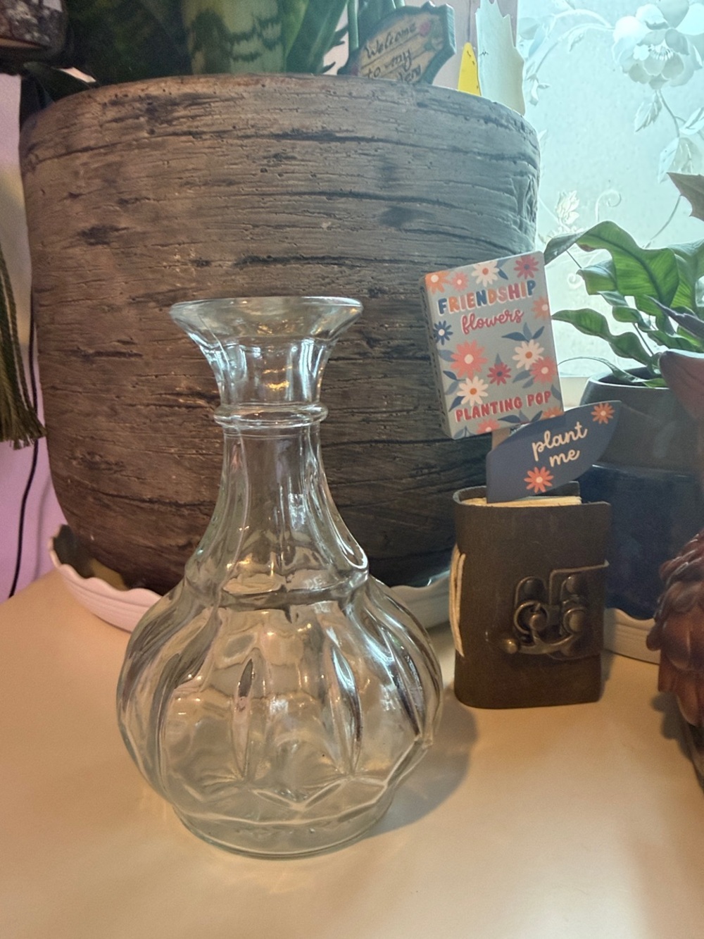 Vintage Clear Genie Bottle Bud Vase